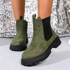 Women's ankle boots with elastic side panels by Plush Fashion Hub, featuring slip-on design and modern, comfortable style.