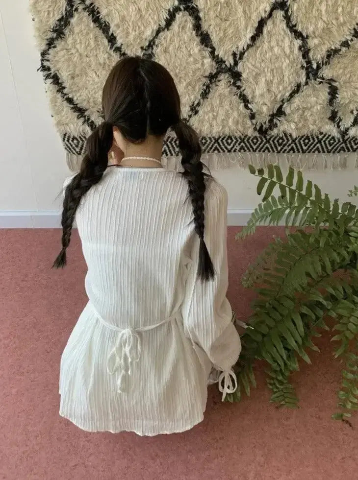 Elegant lace waist bandage long-sleeved shirt and skirt set by Plush Fashion Hub, stylish and sophisticated women's fashion ensemble.