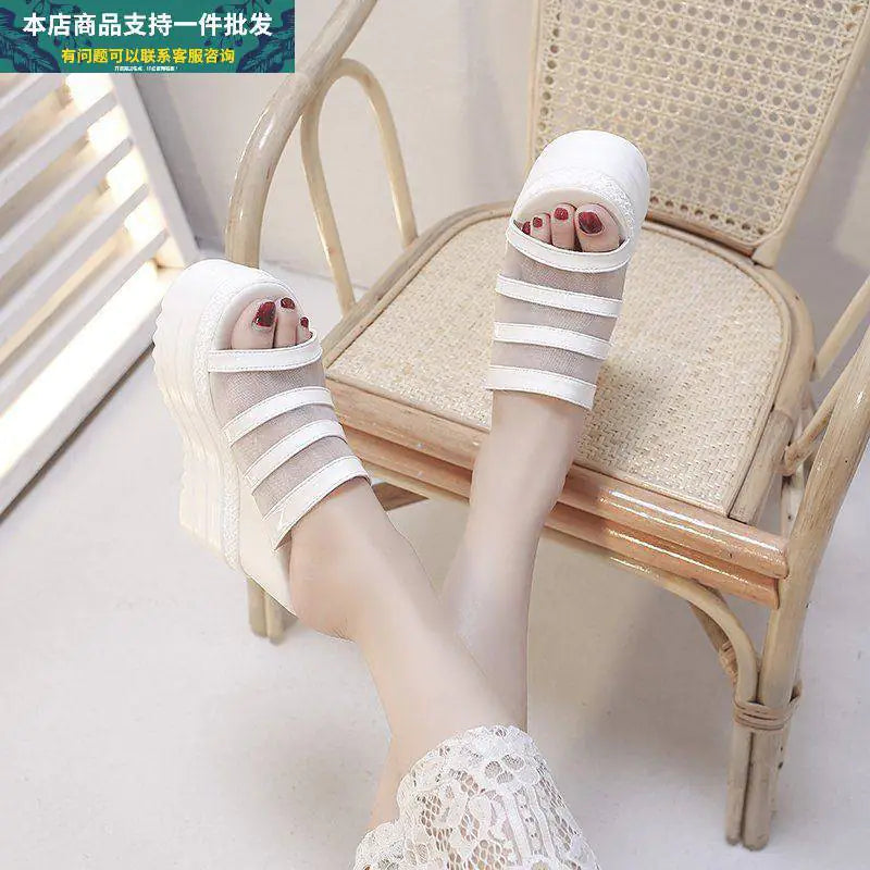 Women wedge heel platform sandals and rhinestone slippers with stylish straps, perfect for summer and casual wear.