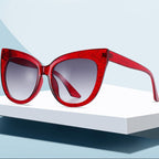 Women's oversized cat eye sunglasses with UV400 protection from Plush Fashion Hub, featuring black frames and tinted lenses.