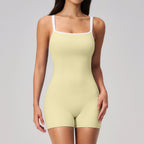 Women's square collar backless shorts jumpsuit by Plush Fashion Hub, stylish sport fashion jumpsuit with a modern design.