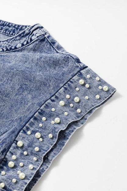 Pearl Embellished Denim Top Pretty Little Patriot