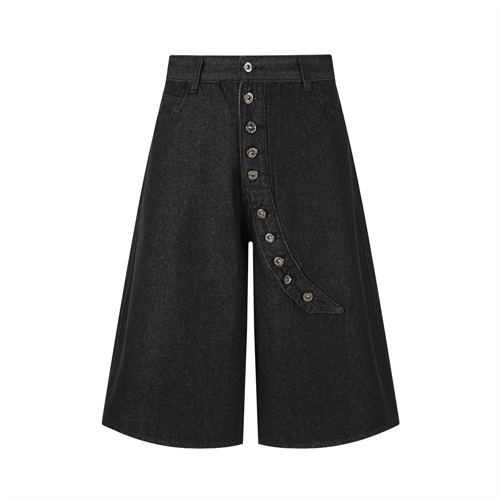 Western-Inspired Loose Wide-Leg Cropped Pants