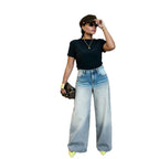 Vintage Washed Gradient Straight Fit Denim Jeans