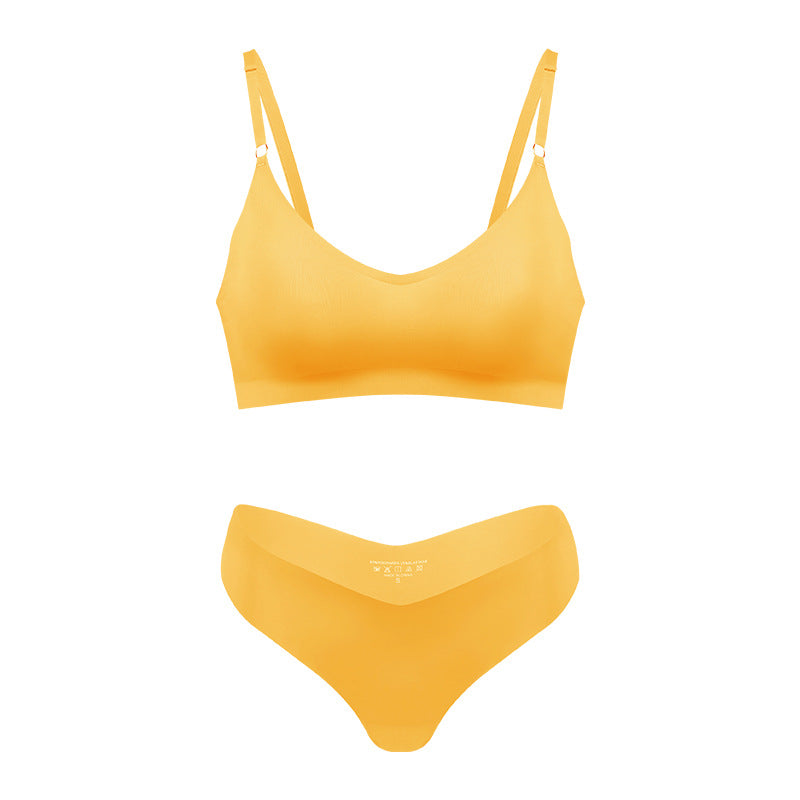 Large size women's V-neck seamless underwear set by eprolo, featuring no steel ring design and matching briefs.
