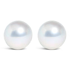 14k white gold freshwater pearl solitaire stud earrings with 5-5.5mm round pearls, elegant jewelry for women.
