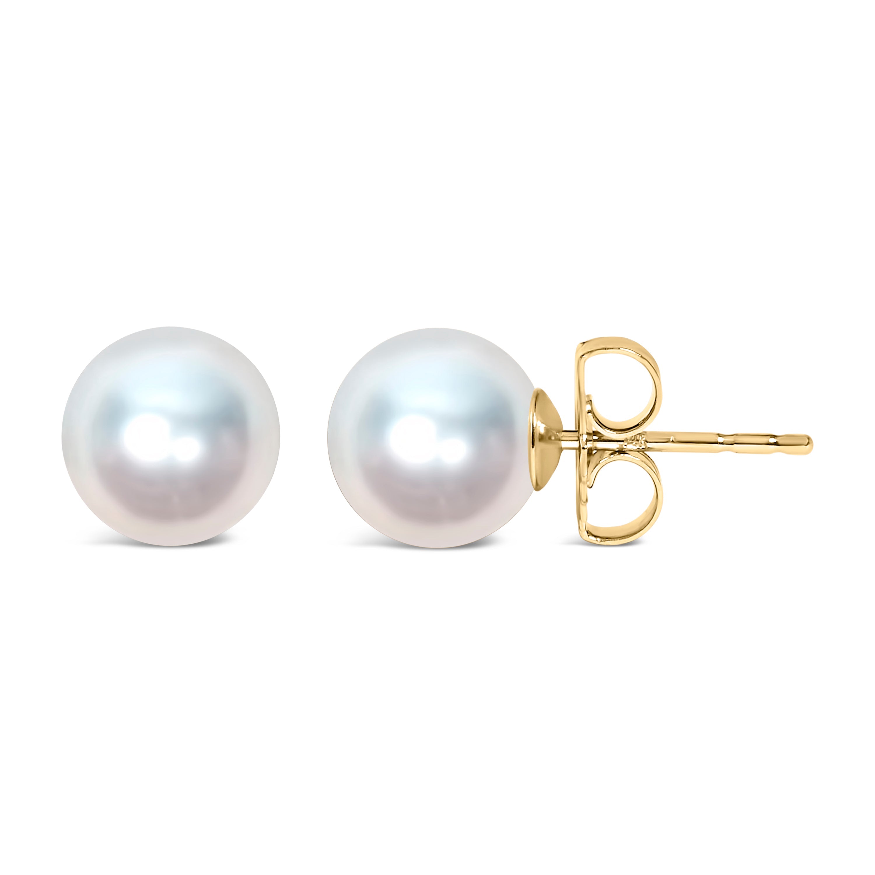 14k white gold cultured freshwater pearl solitaire stud earrings with 5-5.5mm pearls, elegant jewelry from Plush Fashion Hub