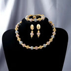 Contrast large round bead jewelry set featuring a statement necklace and matching earrings from Plush Fashion Hub.