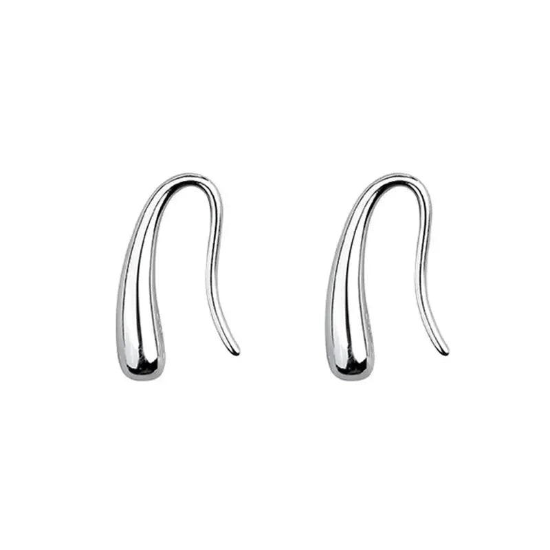 Elegant minimalist drop earrings in lightweight sterling silver, featuring simple and sleek design for women.