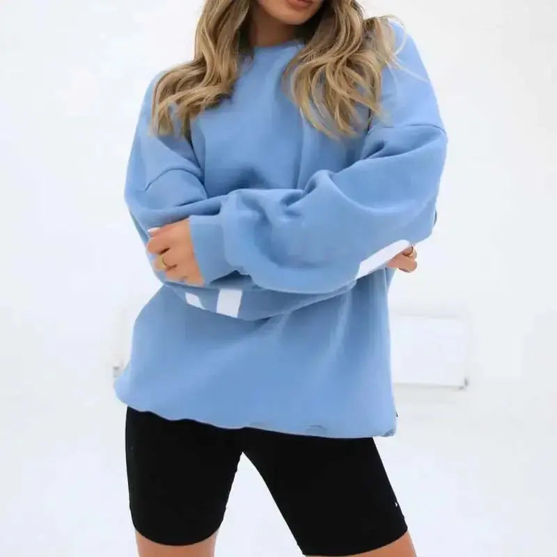 Oversized Plush Fashion Hub graphic print long sleeve sweatshirt, cozy urban pullover with bold design and thick fabric.
