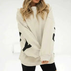 Oversized Plush Fashion Hub long sleeve sweatshirt with bold graphic print and cozy, thick material, ideal for casual urban style.