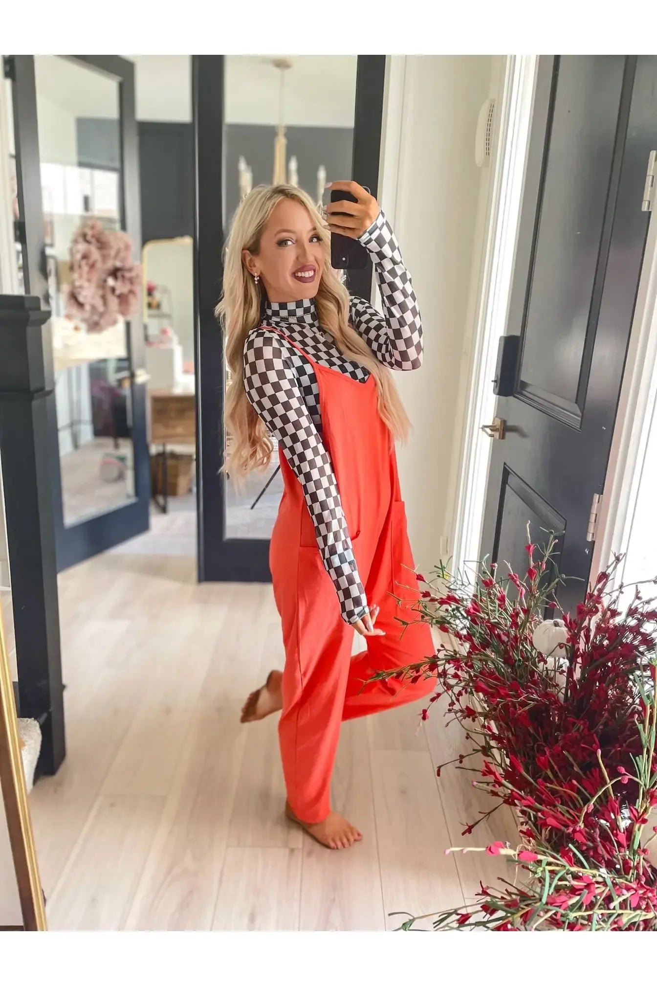 Feisty Orange jumpsuit overalls - Plush Fashion Hub