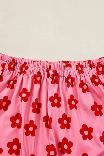 Floral Cropped Tee and Shorts Lounge Set - Plush Fashion Hub