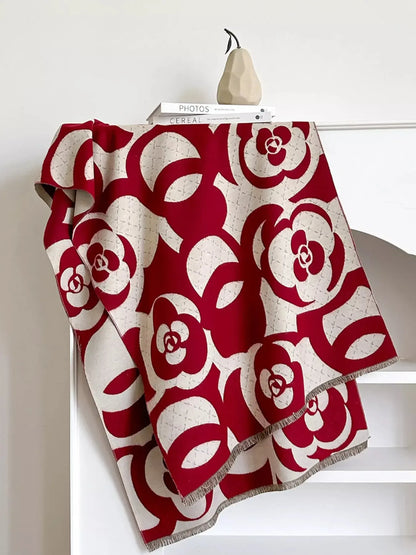 Floral Patterned Warm Scarf - Plush Fashion Hub