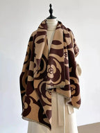 Floral patterned winter scarf by Plush Fashion Hub, soft cozy warm accessory for autumn and winter seasons.