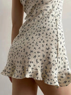 Floral print ruffle hem cami lounge dress by Trendsi, soft lightweight sleepwear pajama dress perfect for cozy nights