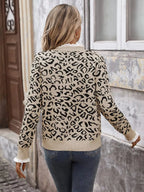 Frill Leopard Long Sleeve Sweater - Plush Fashion Hub