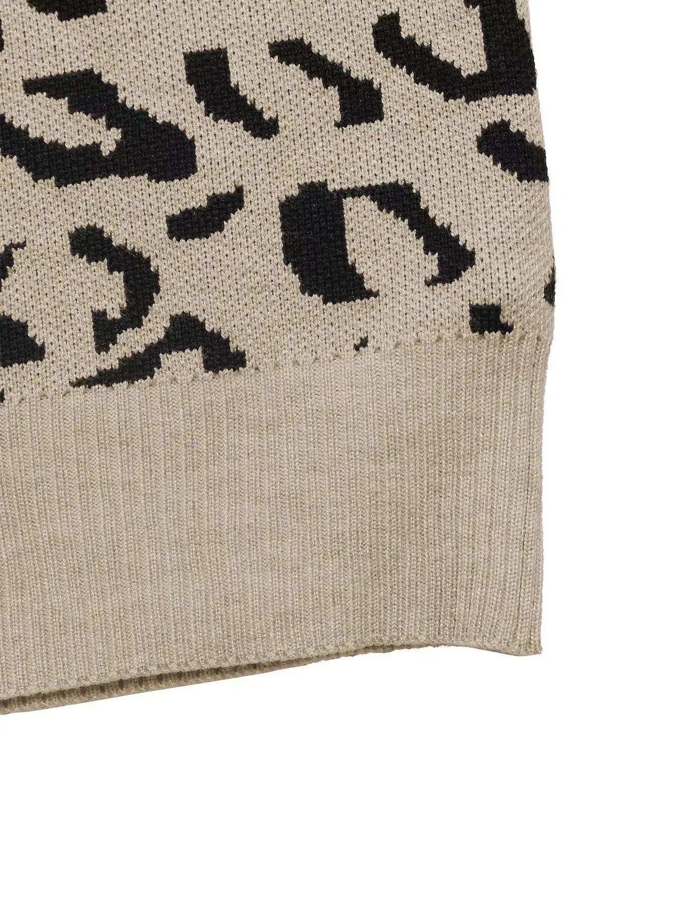 Frill Leopard Long Sleeve Sweater - Plush Fashion Hub