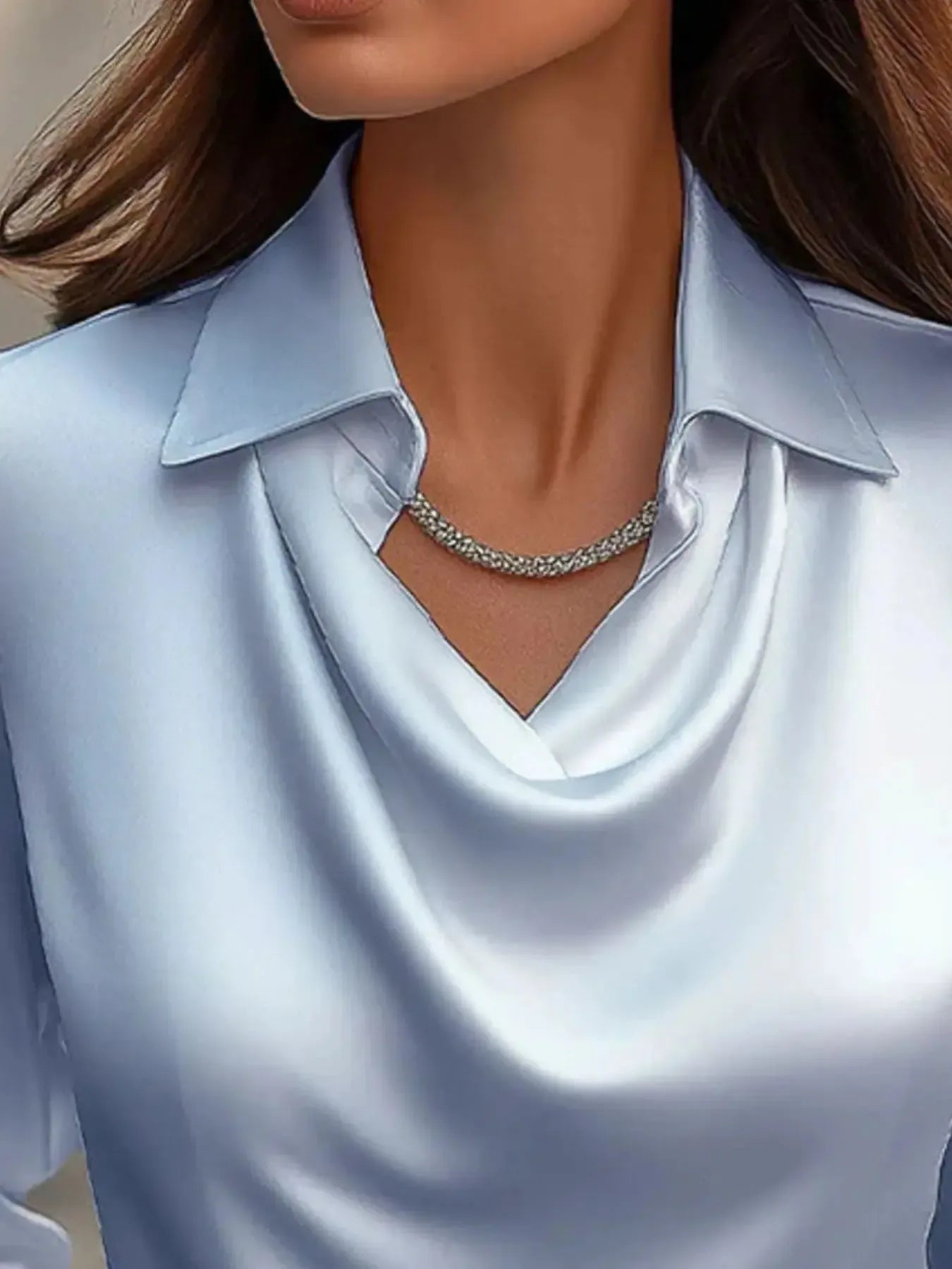 Full Size Collared Neck Long Sleeve Blouse Plus Size - Plush Fashion Hub