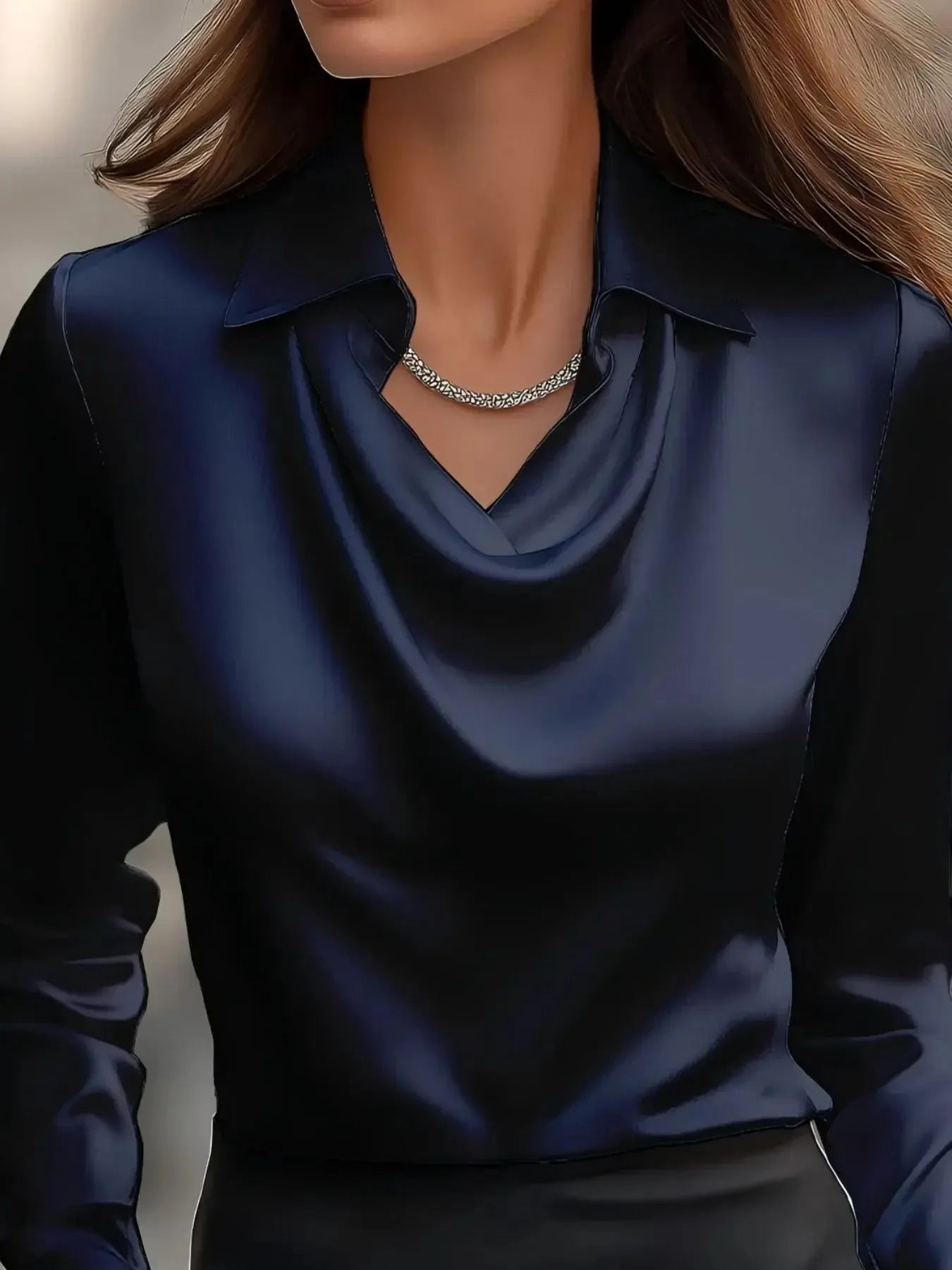 Full Size Collared Neck Long Sleeve Blouse Plus Size - Plush Fashion Hub