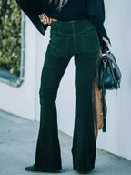 Full Size Corduroy Flare Pants Plus Size - Plush Fashion Hub