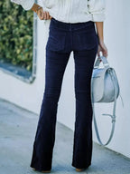 Plus size women's corduroy flare pants by Plush Fashion Hub featuring high-waisted boho style trousers.