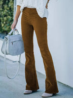 Full Size Corduroy Flare Pants Plus Size - Plush Fashion Hub
