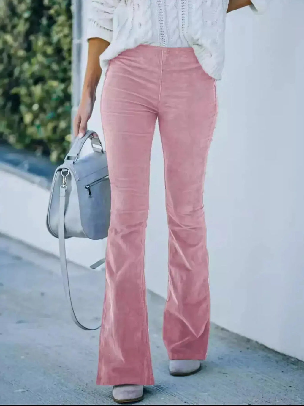 Plus size women's corduroy flare pants by Plush Fashion Hub featuring high-waisted boho style trousers.