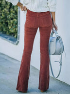 Full Size Corduroy Flare Pants Plus Size - Plush Fashion Hub