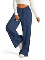 Full-length image of Plush Fashion Hub women's relaxed fit wide-leg drawstring pants, comfortable lounge trousers in plus size.