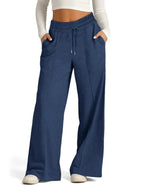 Women’s relaxed fit wide-leg drawstring pants by Plush Fashion Hub, comfortable lounge trousers in full view.
