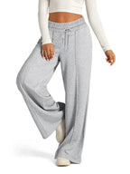 Women's relaxed fit wide-leg drawstring pants by Plush Fashion Hub, comfortable lounge trousers in full-length style.