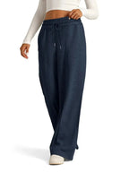 Plus-size women's relaxed fit wide-leg drawstring pants by Plush Fashion Hub, comfortable lounge trousers in full length.