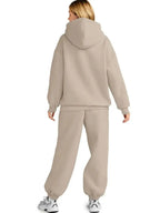 Plus size women's hoodie and jogger sweat set with kangaroo pocket by Plush Fashion Hub, casual comfortable loungewear ensemble.