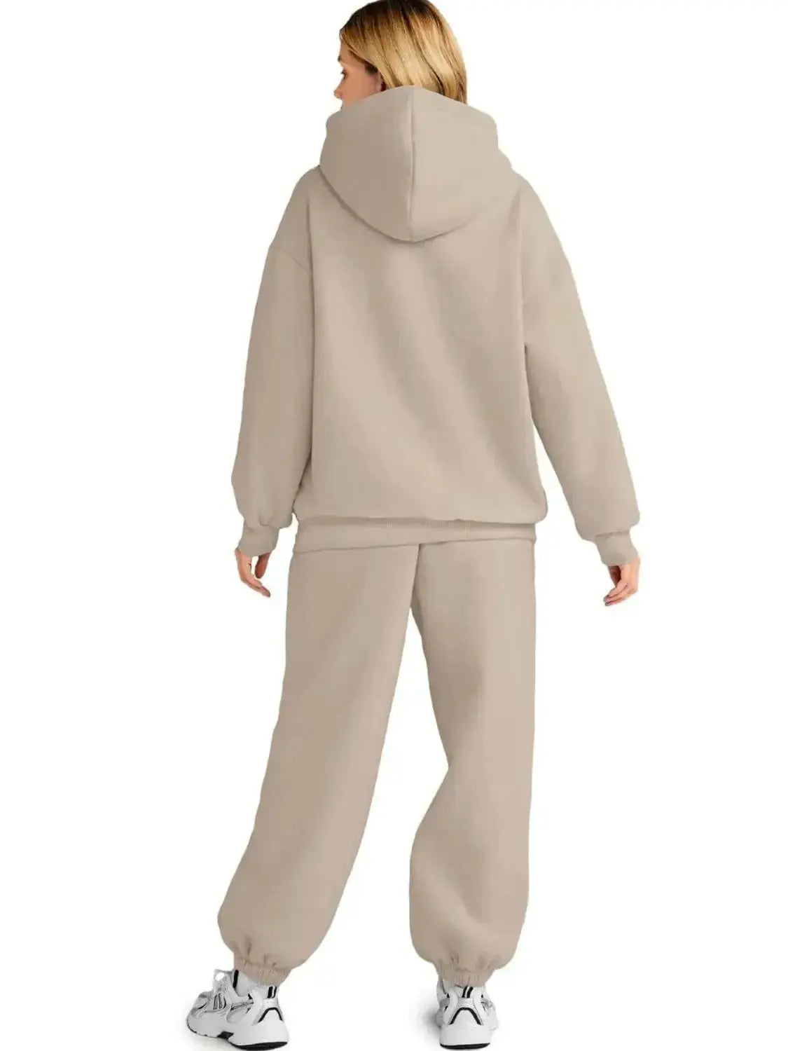 Plus size women's hoodie and jogger sweat set with kangaroo pocket by Plush Fashion Hub, casual comfortable loungewear ensemble.