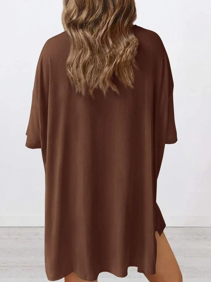 Full Size Oversized Round Neck Top and Shorts Set Plus Size - Plush Fashion Hub