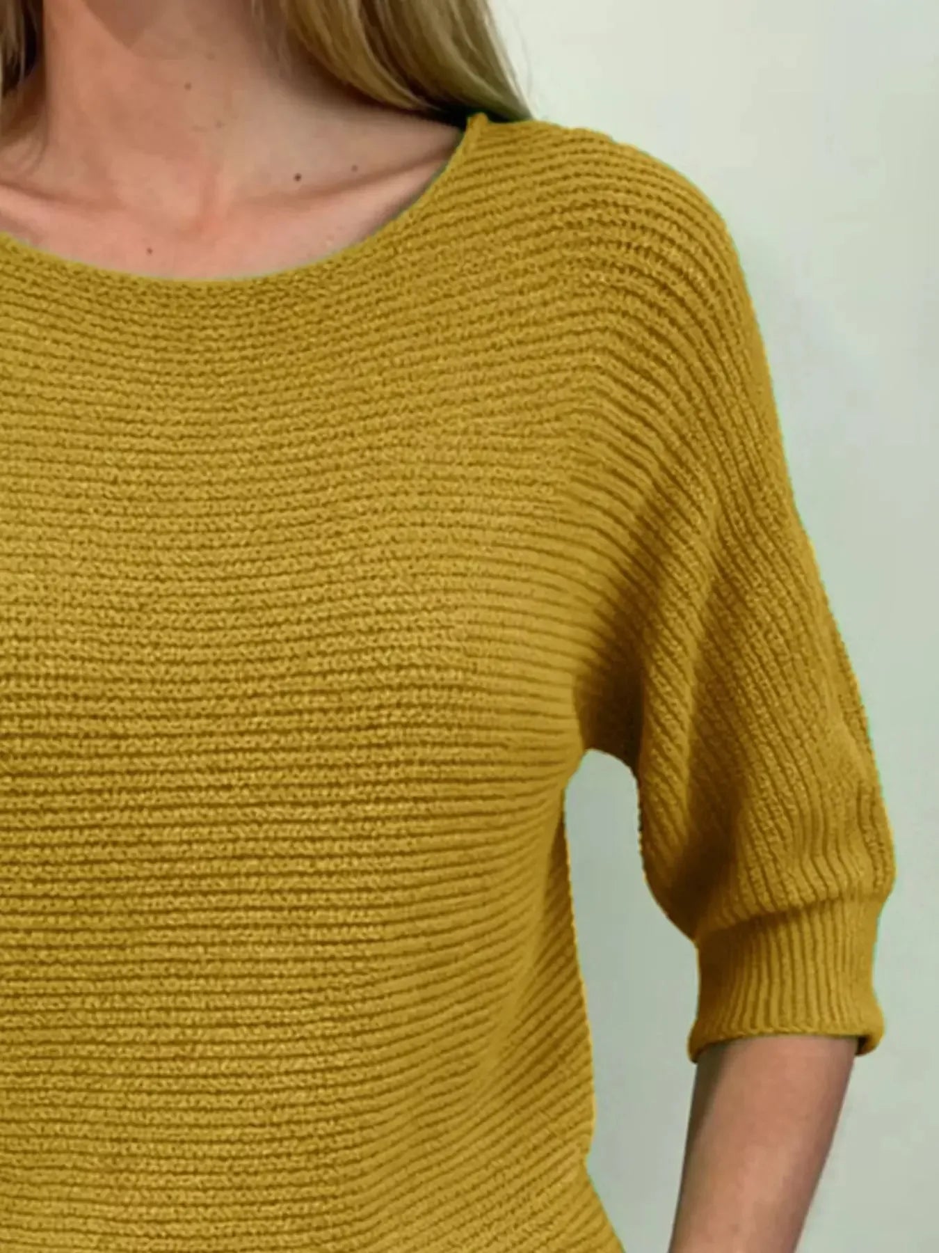 Full Size Ribbed Knit Round Neck Sweater Plus Size - Plush Fashion Hub