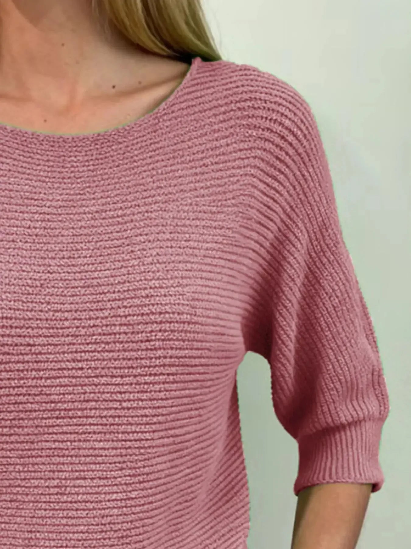 Full Size Ribbed Knit Round Neck Sweater Plus Size - Plush Fashion Hub
