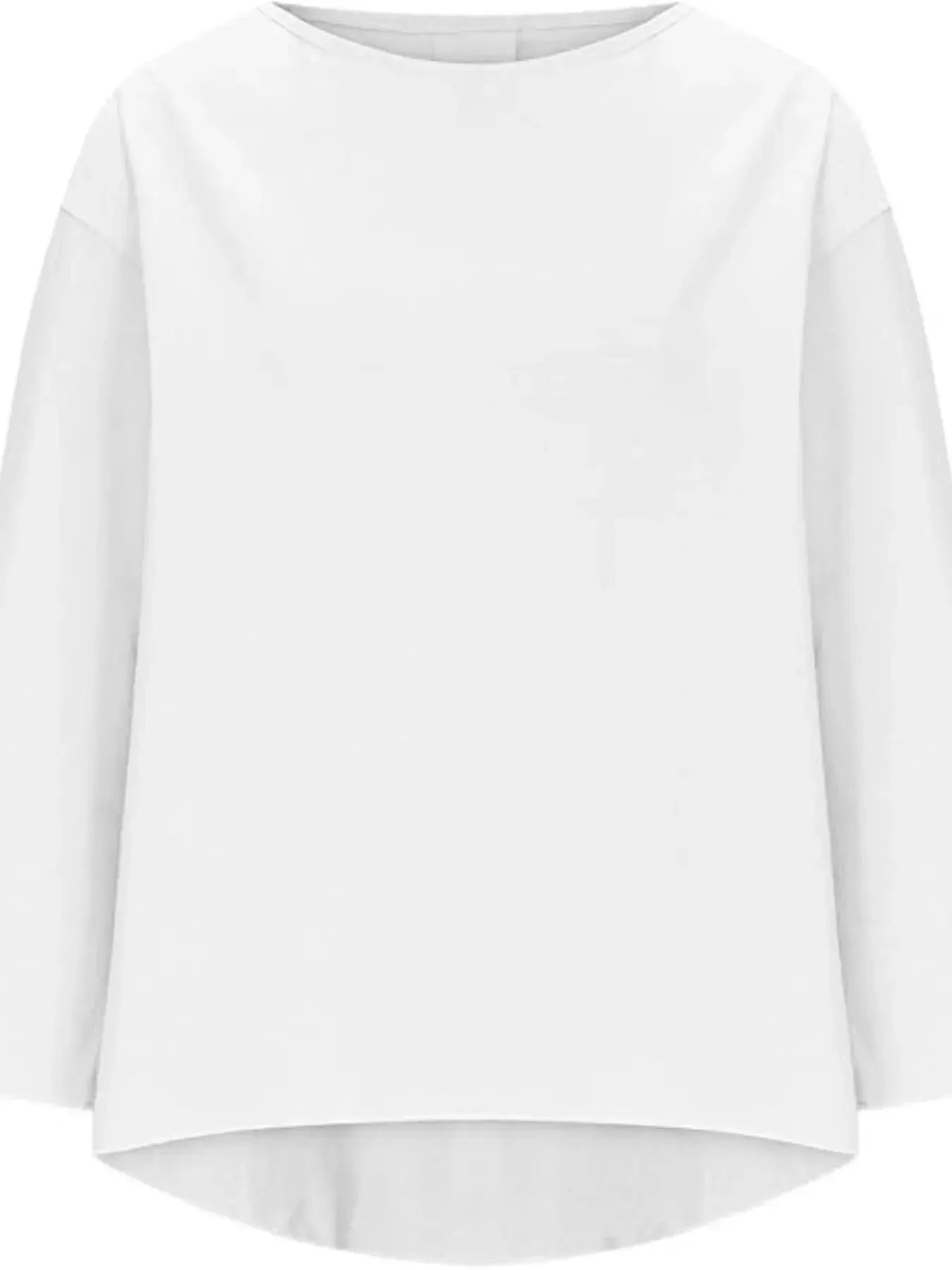 Full Size Round Neck Relaxed Fit Blouse Plus Size - Plush Fashion Hub