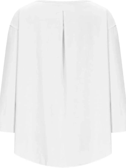 Full Size Round Neck Relaxed Fit Blouse Plus Size - Plush Fashion Hub