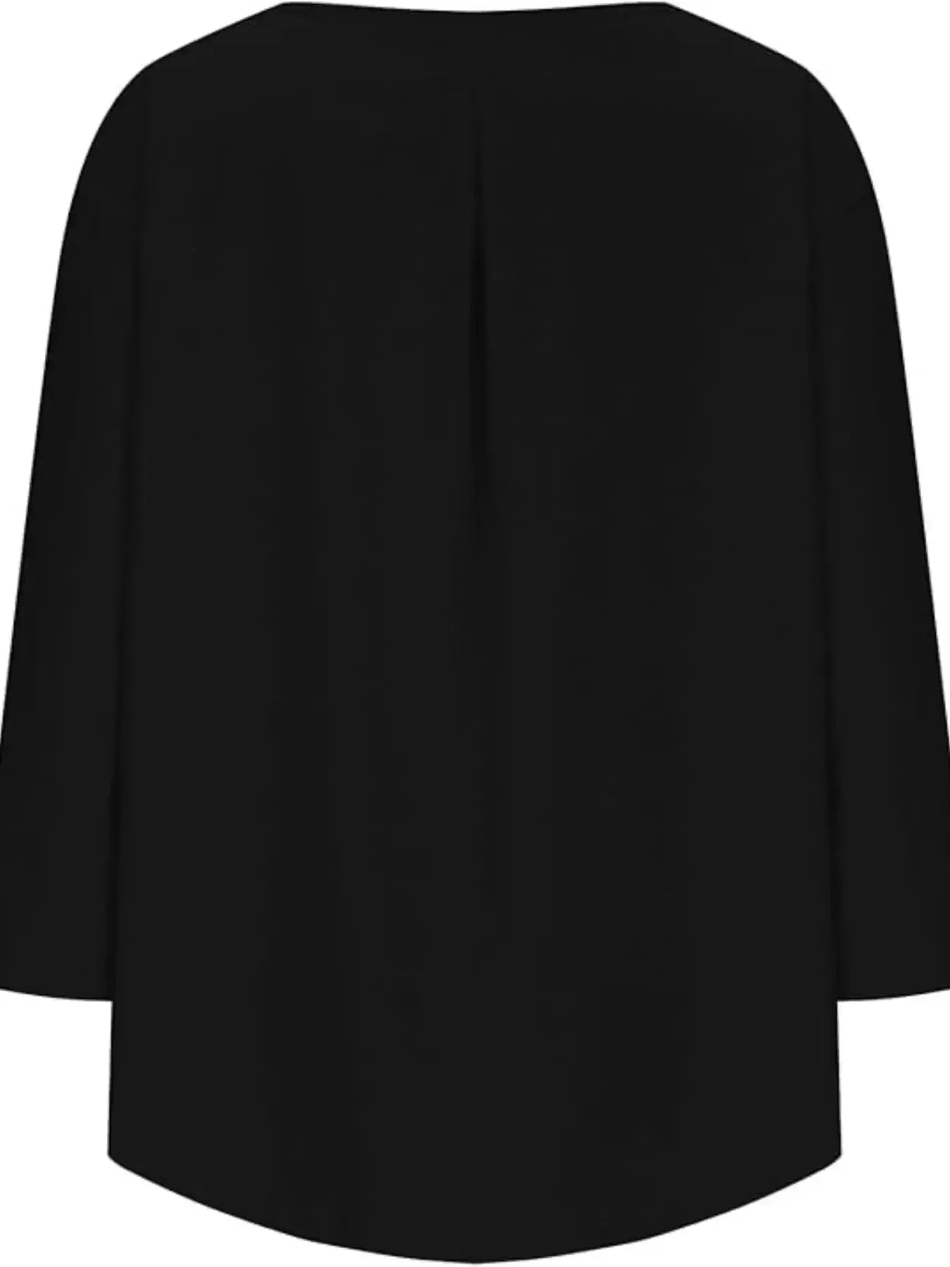 Women’s relaxed fit round neck blouse by Plush Fashion Hub, soft stretch casual shirt, full view of the comfortable, stylish shirt.