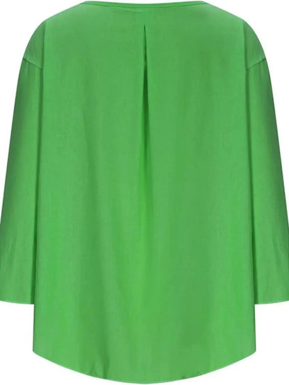 Full Size Round Neck Relaxed Fit Blouse Plus Size - Plush Fashion Hub