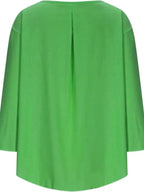 Women's relaxed fit round neck blouse by Plush Fashion Hub, soft stretch casual shirt, full view of the everyday shirt.