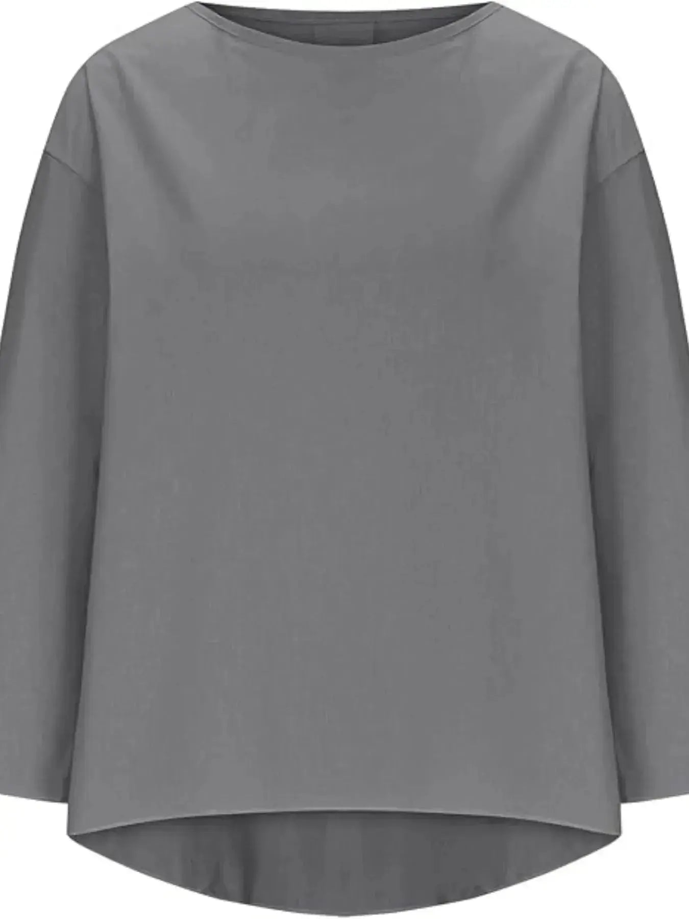 Women's relaxed fit round neck blouse by Plush Fashion Hub, soft stretch casual shirt with a comfortable, everyday style.