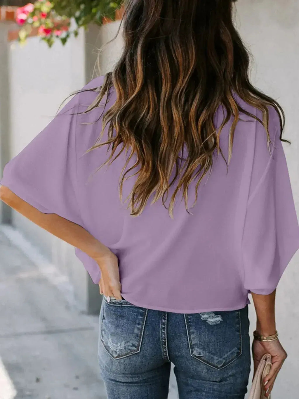 Plus size women's ruched three-quarter sleeve blouse by Plush Fashion Hub, elegant workwear shirt in a flattering fit.