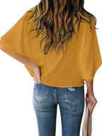 Plus size women's ruched three-quarter sleeve blouse from Plush Fashion Hub, elegant workwear shirt with flattering fit and stylish design.