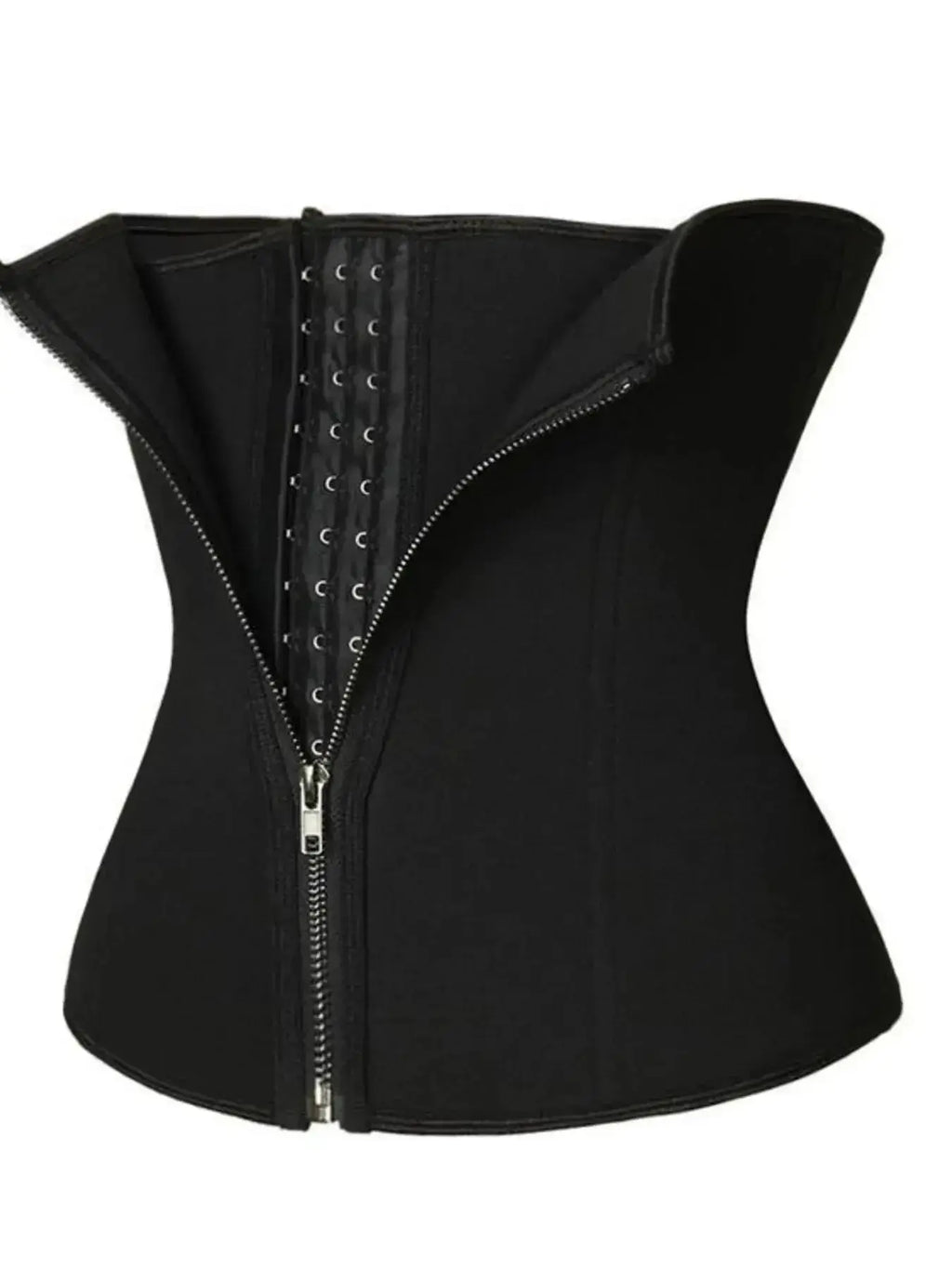 Full-size Plush Fashion Hub zipper shaping band with hook and eye closure for tummy control and figure shaping.