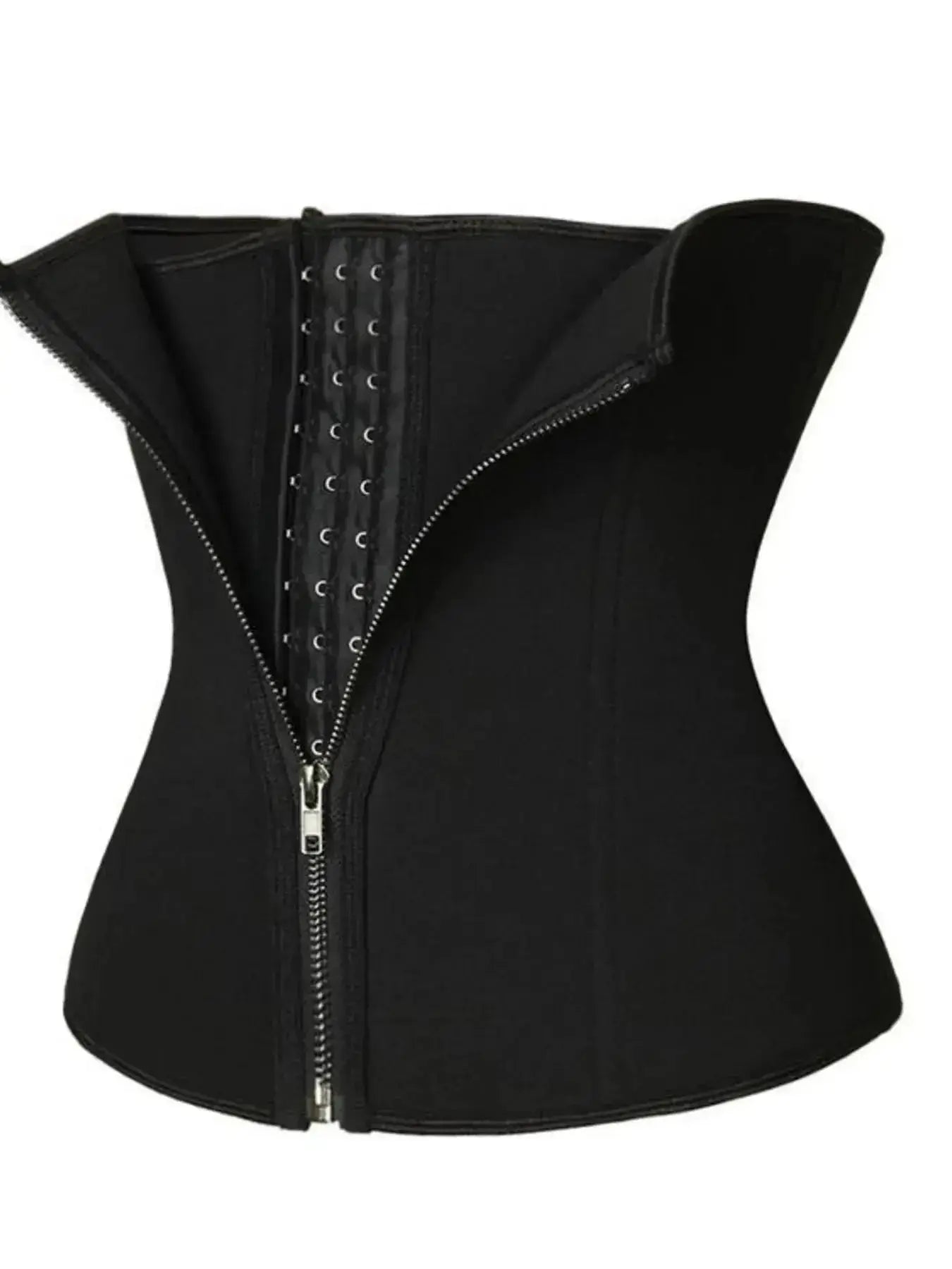 Full-size Plush Fashion Hub zipper shaping band with hook and eye closure for tummy control and figure shaping.