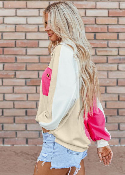 Rose Color Block Oversized Top Pretty Little Patriot