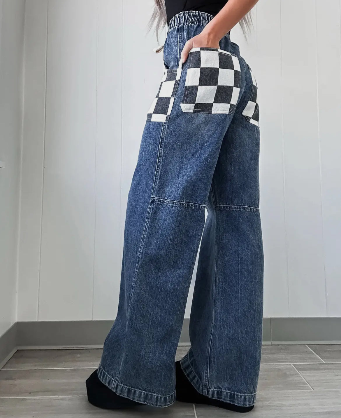 Contrast Checkered Jeans Pretty Little Patriot